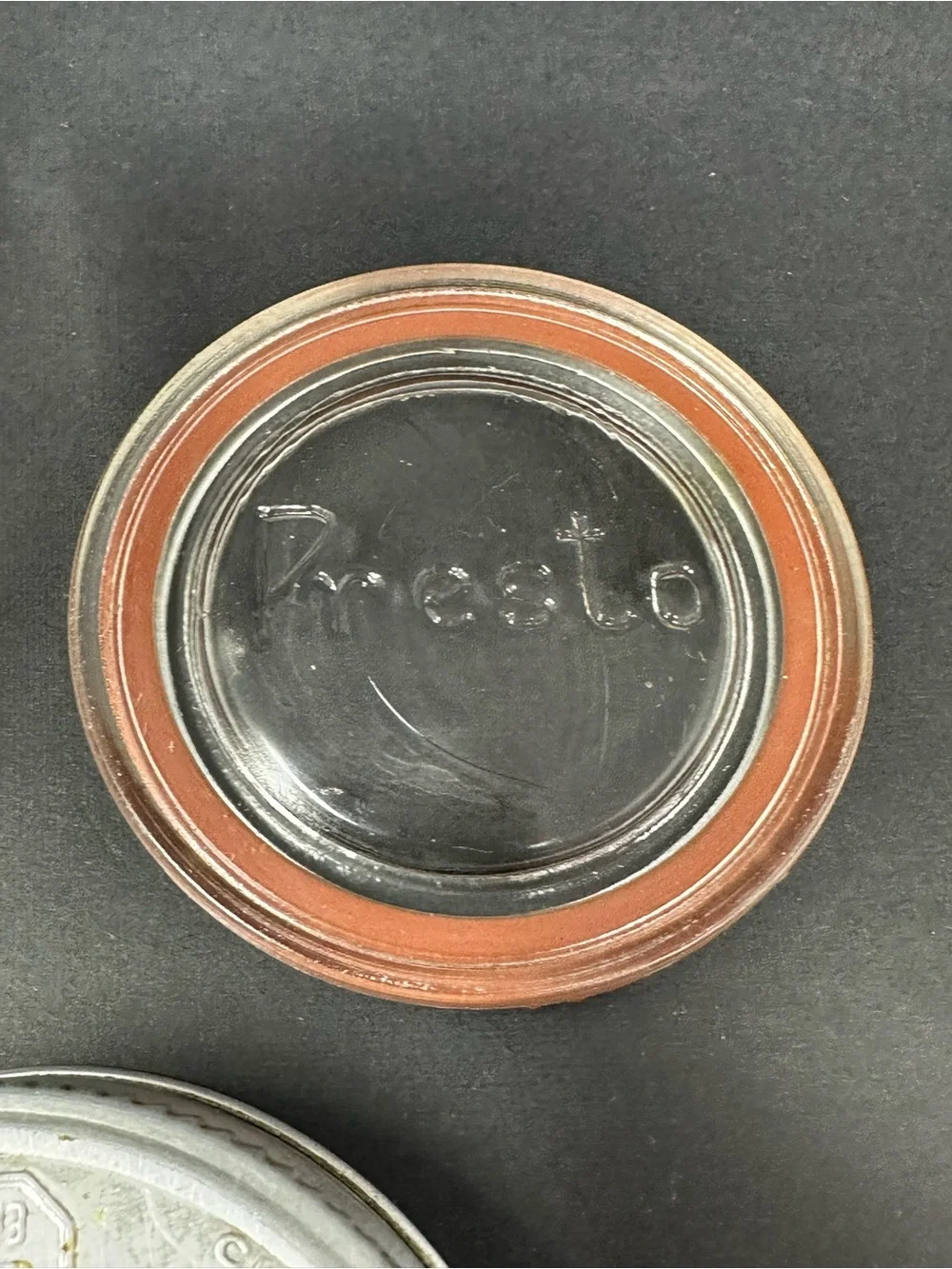 Vintage Presto Supreme Mason Jar Zinc Cap w/ Glass Lid Insert Owens-Illinois Co.